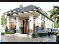 File revit mẫu nhà biệt thự mái Nhật 1 tầng 7x18m