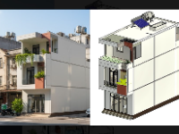 File revit mẫu nhà hiện đại 2 tầng 1 tum 5x15m