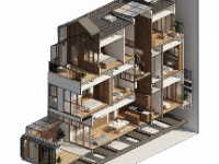 File revit mẫu nhà phố 3 tầng 5x15m (đầy đủ kiến trúc, kết cấu, nội thất)