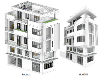 File revit nhà phố 2 mặt tiền 4 tầng 5x12m