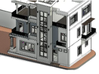 File Revit Nhà phố 3 tầng 8x13.5m kiến trúc và kết cấu