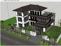 File Sketchup 2019 biệt thự 3 tầng 12x20m