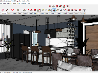 Phòng khách Sketchup,Sketchup Nội thất phòng khách bếp,File su nhà Bếp,file su khách bếp