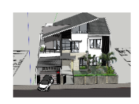 File sketchup 2020 dựng biệt thự 2 tầng mái chéo 15.2x18.6m