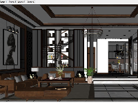 File Sketchup 2020 nội thất phòng khách bếp