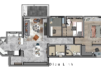 File Sketchup 2020 + Vray Next Nội thất các phòng căn hộ chung cư