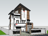 biệt thự 3 tầng,3d biệt thự 3 tầng,sketchup biệt thự 3 tầng,file su biệt thự 3 tầng