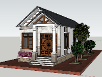 File sketchup 3d nhà mái thái 1 tầng kích thước 6x16.5m