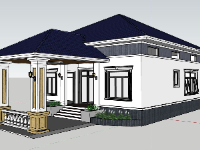 File sketchup biệt thự 1 tầng 10.8x17m