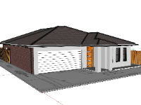 File sketchup biệt thự 1 tầng 12.3x22.8m