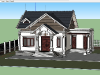 File sketchup biệt thự 1 tầng 15x11m Model sketchup biệt thự mái thái