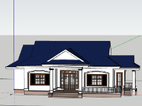 File sketchup Biệt thự 1 tầng 16x15m đẹp