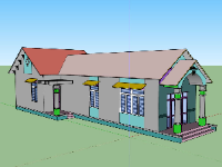 File sketchup biệt thự 1 tầng 7x20.6m