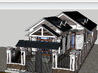 File sketchup Biệt thự 1 tầng 8.5x21m