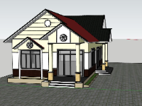 File sketchup biệt thự 1 tầng 8x17m