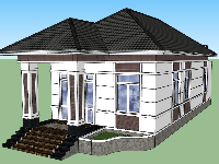 File sketchup biệt thự 1 tầng đẹp