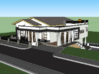 File sketchup biệt thự 1 tầng đẹp mắt nhất