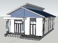 File Sketchup Biệt thự 1 tầng mái lệch 7.6x14m 