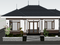 File sketchup biệt thự 1 tầng mái nhật 15x10m