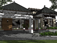 biệt thự sang trọng,biệt thự sketchup,sketchup biệt thự,sketchup biệt thự 1 tầng