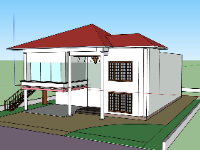 File sketchup biệt thự 2 tầng 17.3x12.8m