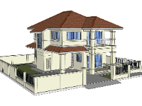 biệt thự 2 tầng,biệt thự sketchup,mẫu biệt thự 2 tầng đẹp,phối cảnh biệt thự 2 tầng