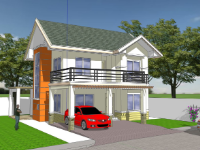 biệt thự 2 tầng,biệt thự sketchup,phối cảnh biệt thự 2 tầng,mẫu biệt thự mái thái