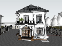 File sketchup biệt thự 2 tầng 8.5x12.5m