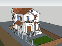 biệt thự 2 tầng,biệt thự sketchup,mẫu sketchup biệt thự 2 tầng,phối cảnh biệt thự 2 tầng