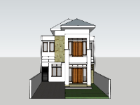 File sketchup biệt thự 2 tầng 8.8x15.7m