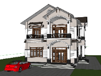 biệt thự 2 tầng,biệt thự sketchup,sketchup biệt thự,sketchup biệt thự 2 tầng