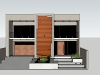 File sketchup biệt thự 2 tầng hiện đại 11.4x11.8m