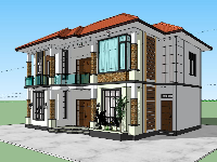 File sketchup biệt thự 2 tầng hiện đại, sang trọng