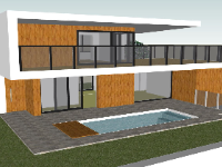 File sketchup biệt thự 2 tầng mái bằng 33x53m