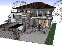 File sketchup biệt thự 2 tầng model 2019 đẹp nhất