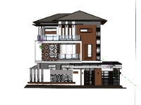 File sketchup biệt thự 3 tầng 11.3x11.5m