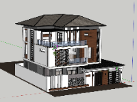 File sketchup biệt thự 3 tầng 11.3x13.3m