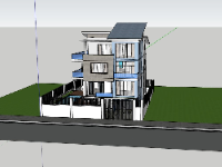 File sketchup biệt thự 3 tầng 12.6x16m
