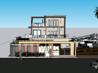 File sketchup biệt thự 3 tầng bể bơi hiện đại