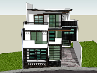 File sketchup biệt thự 3 tầng đẹp 10x13.1m