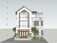 File sketchup biệt thự 3 tầng kích thước 10.2x9.5m mái thái