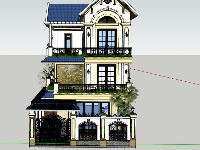 File Sketchup biệt thự 3 tầng thi công xây dựng