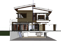 File sketchup biệt thự 3 tầng và tầng hầm kích thước 10.9x21.5m