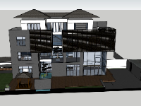 File sketchup biệt thự 4 tầng 7x23.5m