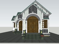 File sketchup Biệt thự mái thái 1 tầng