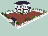 File sketchup biệt thự nhà vườn 2 tầng tuyệt đẹp 9.7x11.33m