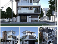 File Sketchup Biệt thự villa nhà phố 3 tầng