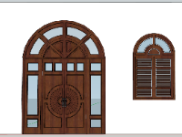 File sketchup cửa chính cửa sổ gỗ