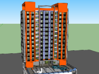 File sketchup dựng 3d chung cư 14 tầng