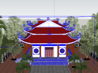 File sketchup dựng 3d ngôi chùa kích thước 18x30m